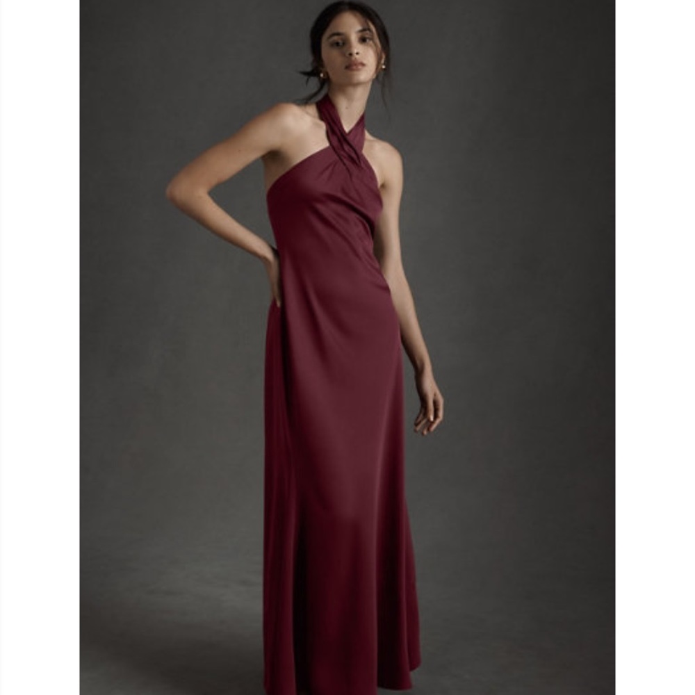 BHLDN Ruby Satin Charmeuse Dress - Dark Berry 6